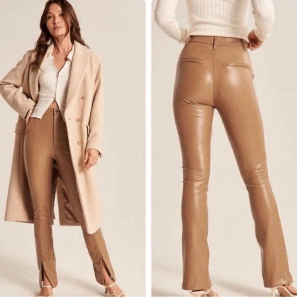 Abercrombie & Fitch The Skinny Ultra High Rise Vegan Leather Split-Hem Pant 28/6